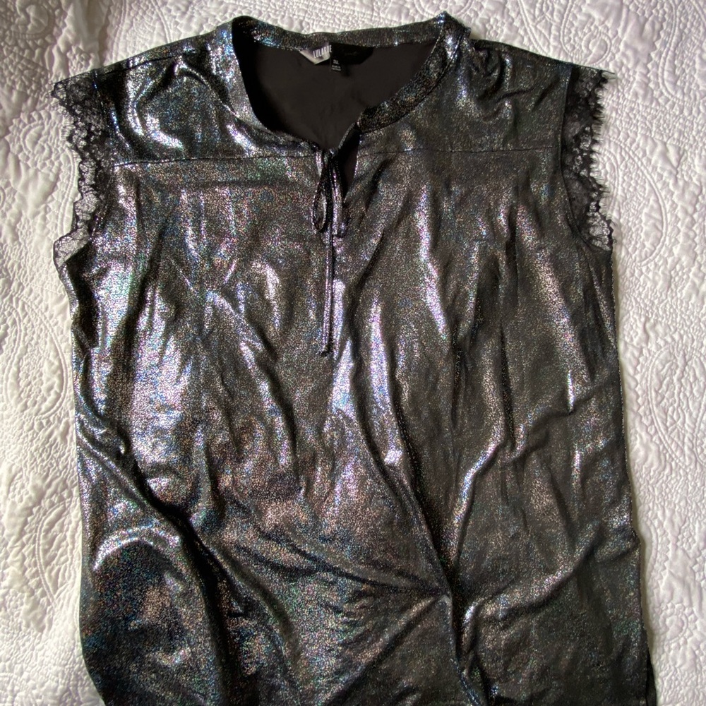 Shimmering Black Sleeveless Top